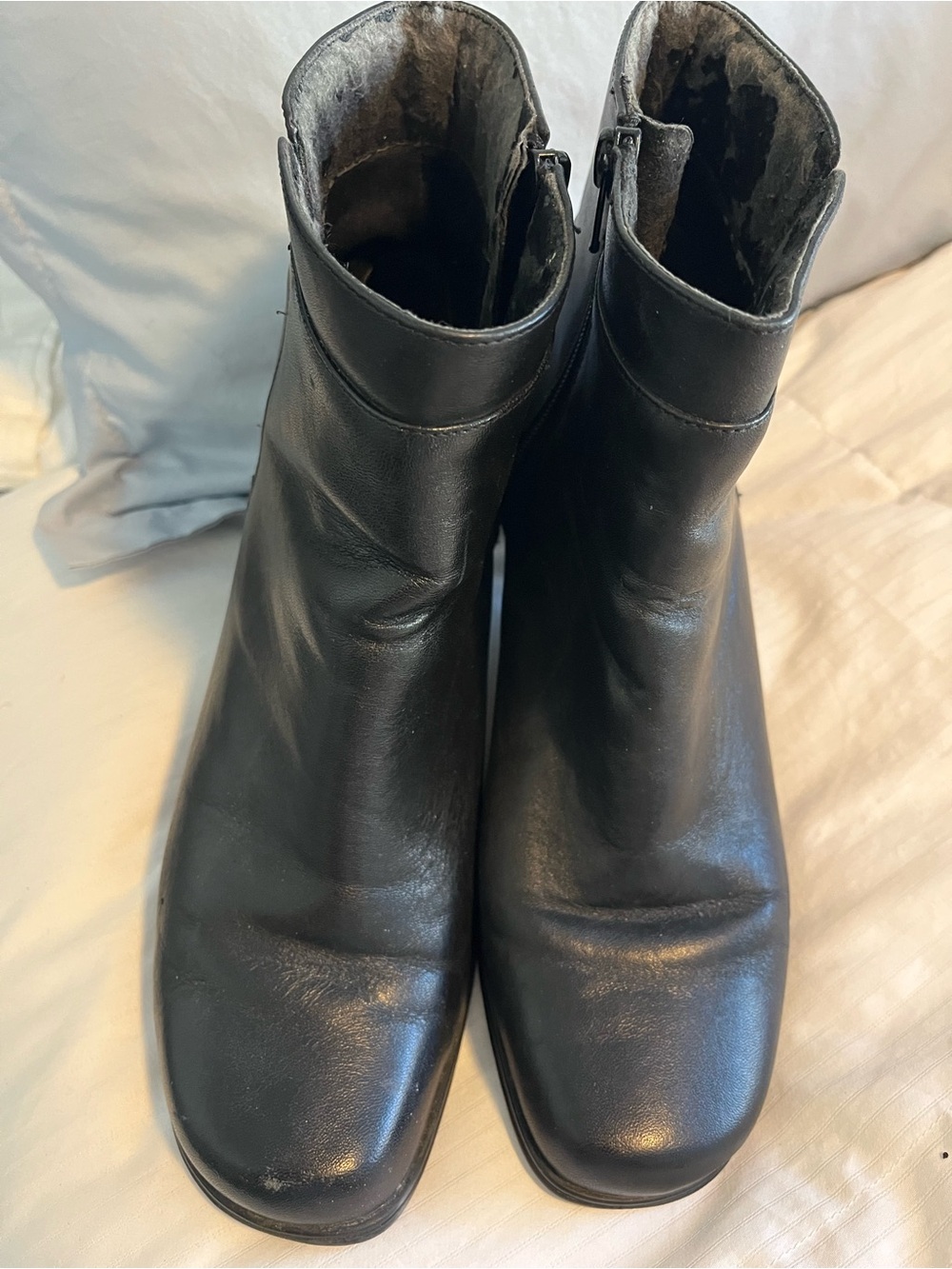 Women's Black Leather Ankle Boots - Classic Zip-Back Style